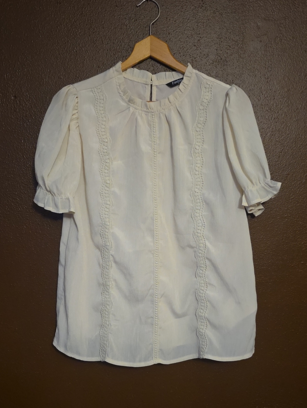 Ivory Puff Sleeve Blouse - Unbranded Size S